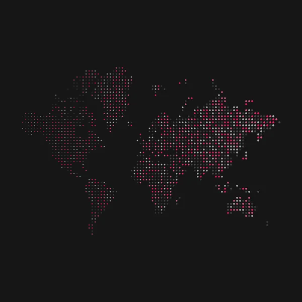 World Sylwetka Pixelated Wzór Mapa Ilustracja — Wektor stockowy