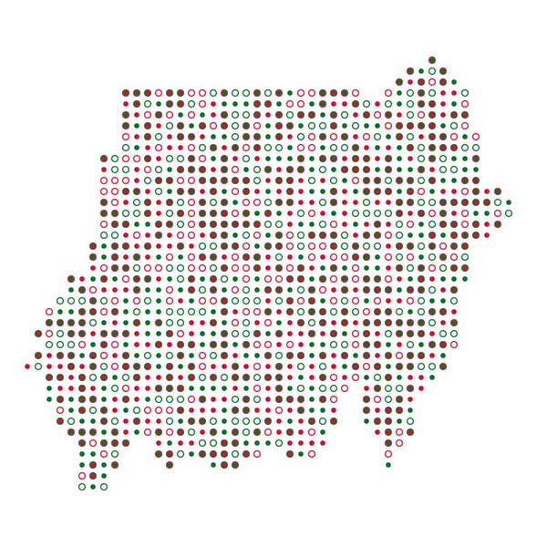 Szudán Sziluett Pixelated Minta Térkép Illusztráció — Stock Vector