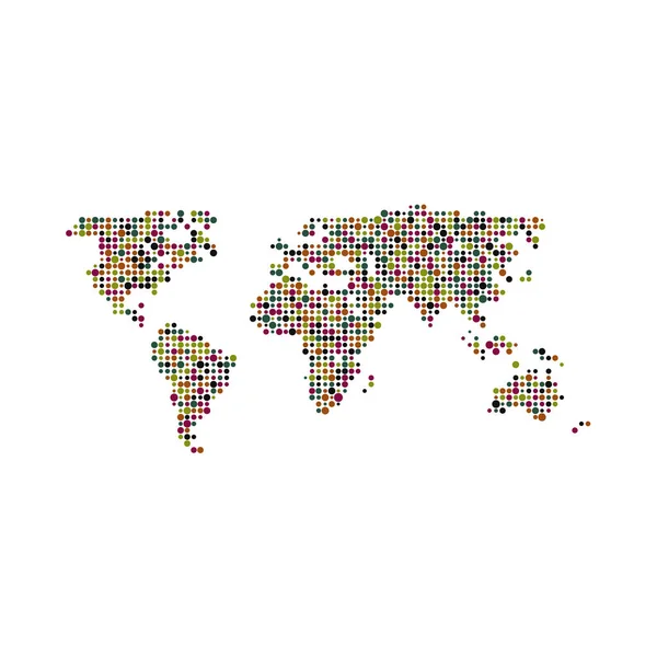 Illustration Carte Motif Pixelated World Silhouette — Image vectorielle