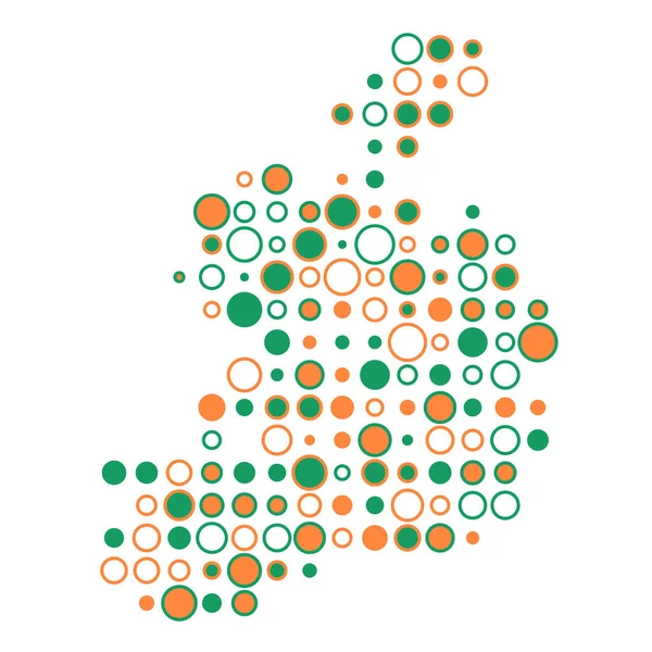 Irsko Silueta Pixelated Pattern Map Illustration — Stockový vektor