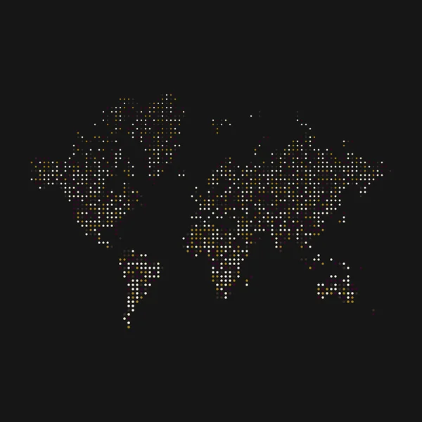 Világ Silhouette Pixelated Minta Térkép Illusztráció — Stock Vector