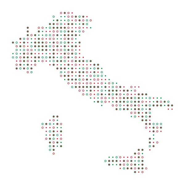 Italia Silhouette Pixelated Modello Mappa Illustrazione — Vettoriale Stock