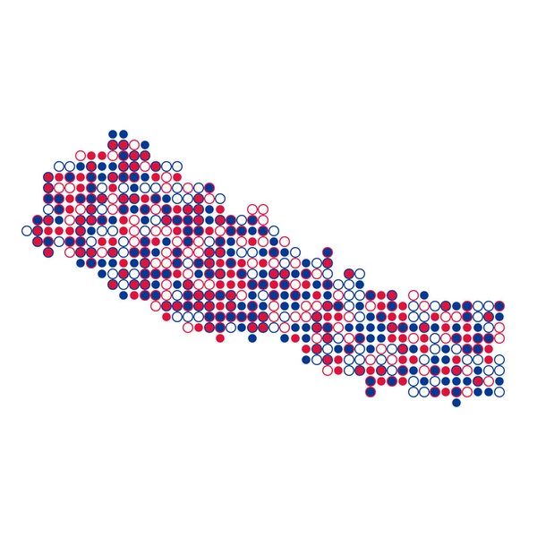 Nepal Silhouet Gepixelde Patroon Kaart Illustratie — Stockvector