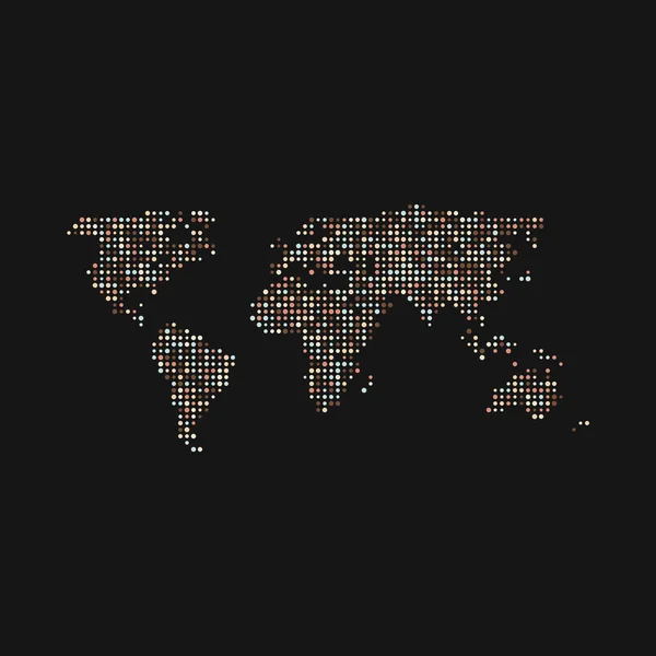 Świat Sylwetka Pixelated Wzór Mapa Ilustracja — Wektor stockowy