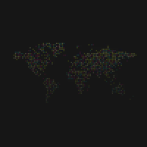 Świat Sylwetka Pixelated Wzór Mapa Ilustracja — Wektor stockowy