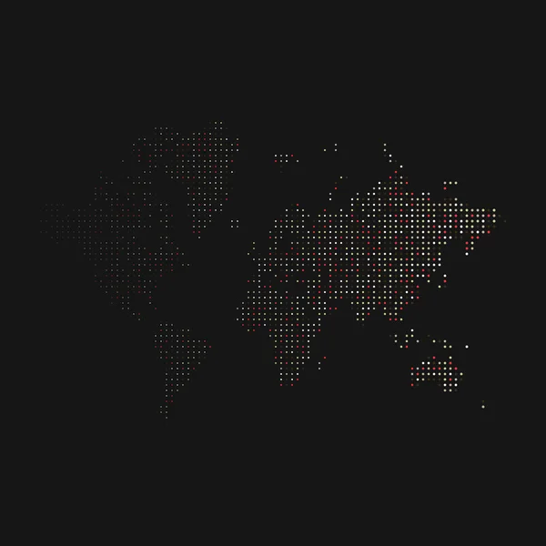 Illustration Carte World Silhouette Pixelated — Image vectorielle