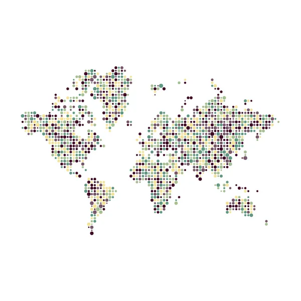 Mondo Silhouette Pixelated Modello Mappa Illustrazione — Vettoriale Stock