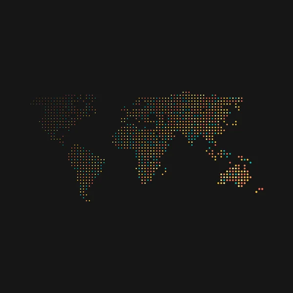 Wereld Silhouet Gepixelde Patroon Kaart Illustratie — Stockvector