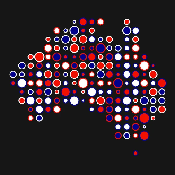 Australië Silhouet Pixelated Patroon Kaart Illustratie — Stockvector