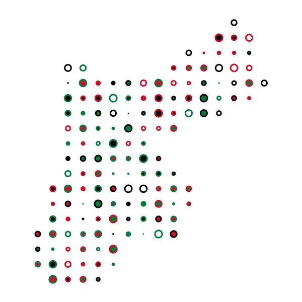 Jordan Silhouette Pixelated Patrón Mapa Ilustración — Vector de stock