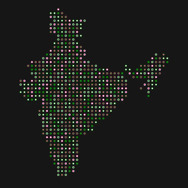 Indie Silueta Pixelated Pattern Map Illustration — Stockový vektor
