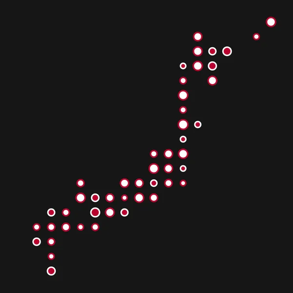 Japan Silhuett Pixelated Mönster Karta Illustration — Stock vektor