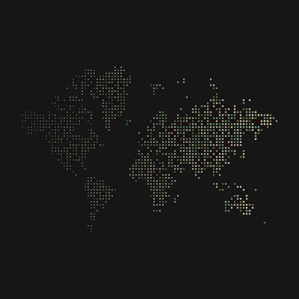 World Silhouette Pixelated Pattermap Illustration — 스톡 벡터