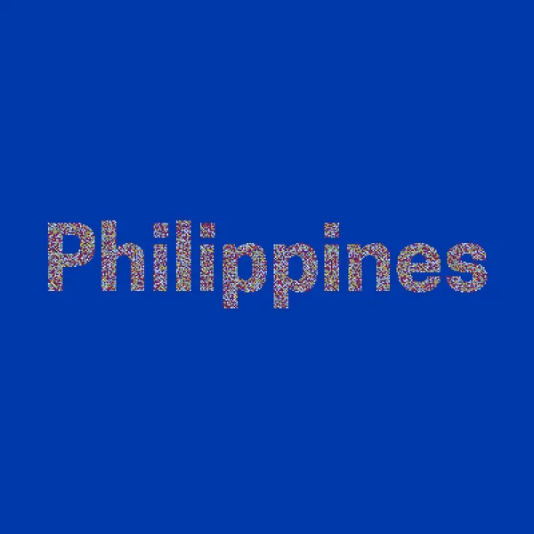 Filippinerna Silhuett Pixelated Mönster Karta Illustration — Stock vektor