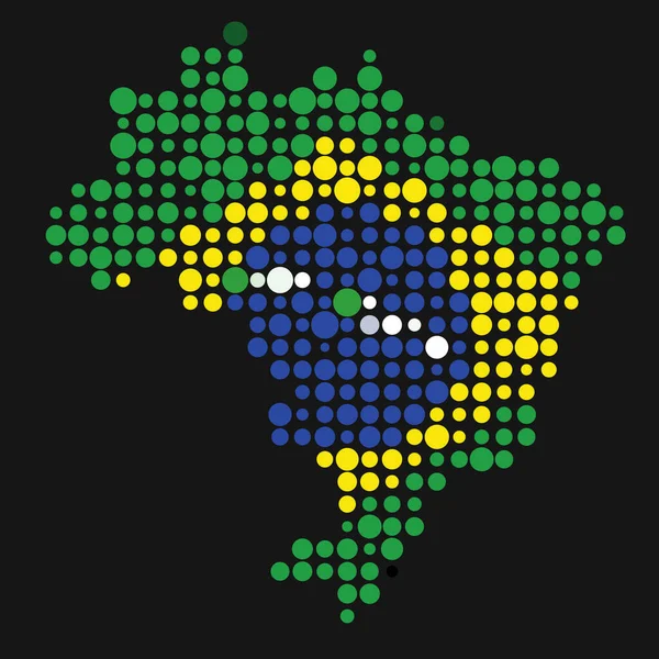 Brezilya Silüeti Pikselleştirilmiş Desen Haritası Çizimi — Stok Vektör