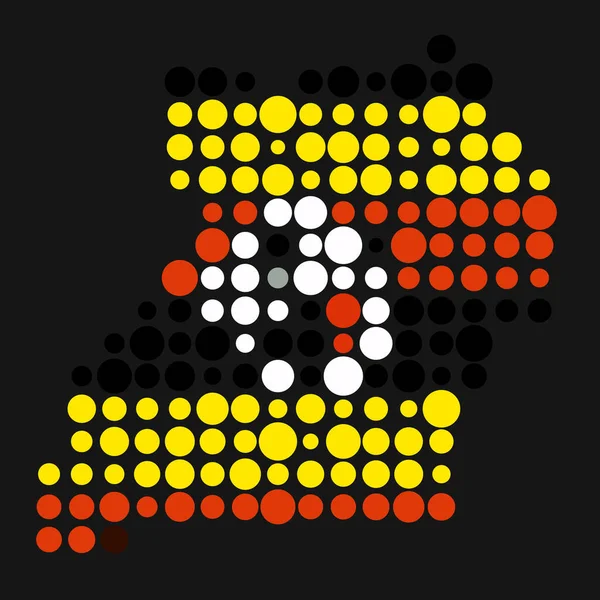 Ilustrasi Peta Pola Pixelated Siluet Uganda - Stok Vektor