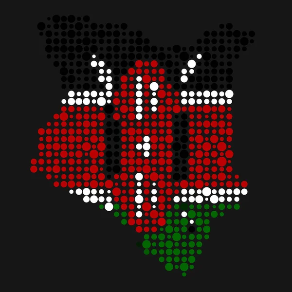 Kenia Silhouet Pixelvormige Patroon Kaart Illustratie — Stockvector