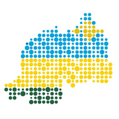 Ruanda Silueti Resimli Desenli Harita Çizimi