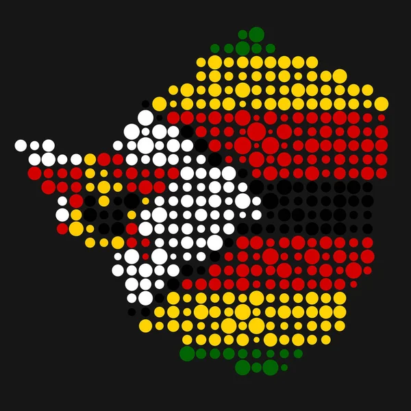 Zimbabwe Silueti Pikselli Desen Haritası Çizimi — Stok Vektör