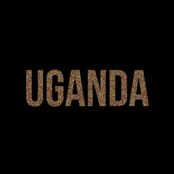 Uganda Silhouette Pixelated Mönster Karta Illustration — Stock vektor