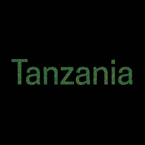Tanzanya Silueti Pikselli Desen Haritası Çizimi — Stok Vektör