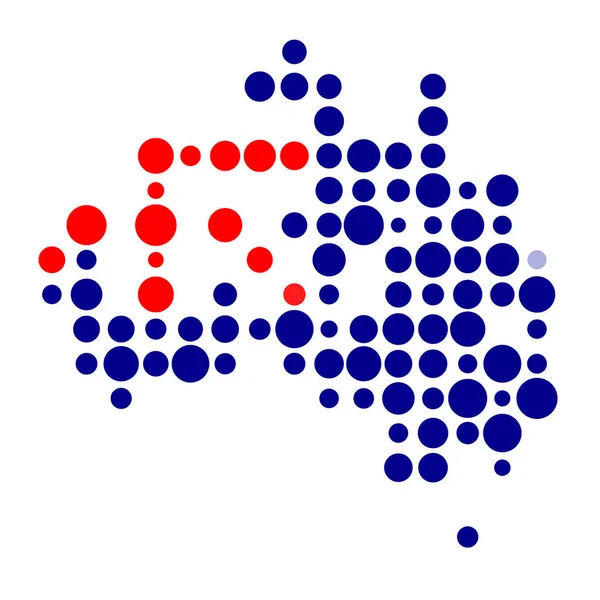 Ausztrália Silhouette Pixelated Minta Térkép Illusztráció — Stock Vector