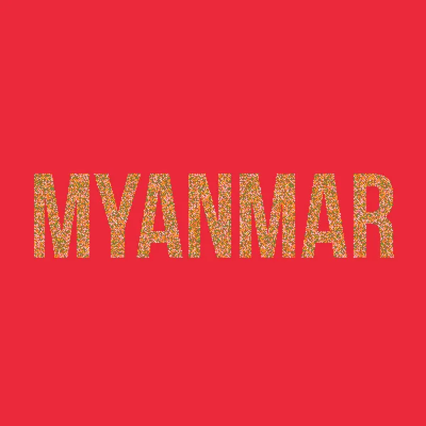 Myanmar Silhouette Verpixeltes Muster Kartenillustration — Stockvektor