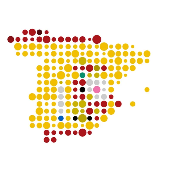 España Silueta Pixelado Patrón Mapa Ilustración — Archivo Imágenes Vectoriales