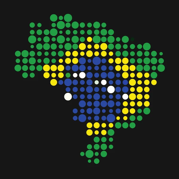 Бразильский Силуэт Пиксельная Карта Рисунка — стоковый вектор