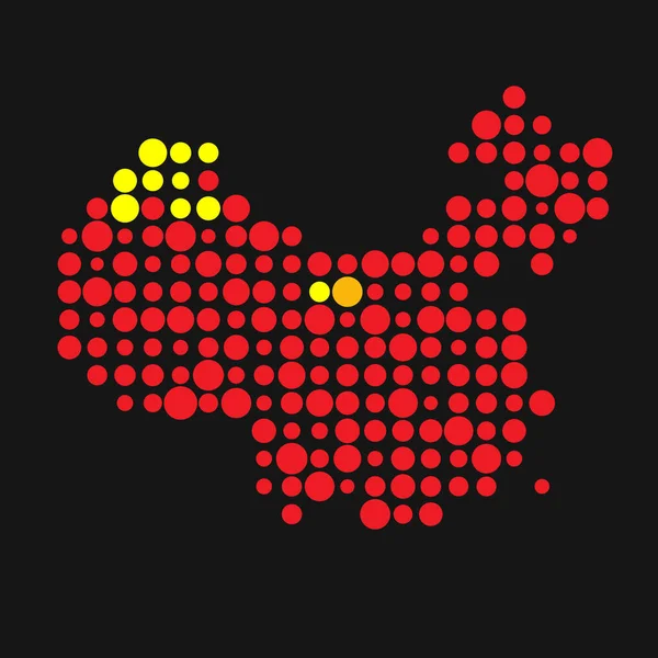 China Silhueta Pixelado Ilustração Mapa Padrão —  Vetores de Stock