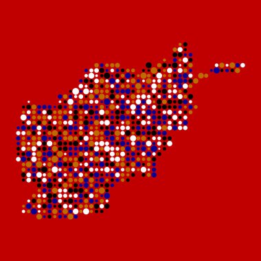 Afganistan Silüeti Resimli Desenli Harita Çizimi