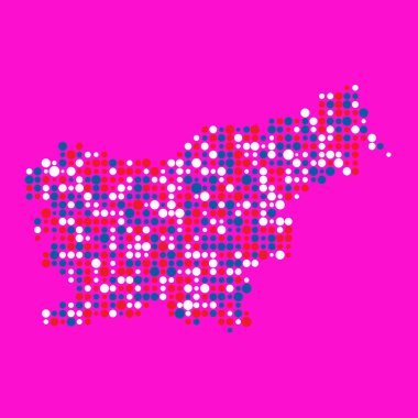 Slovenya Silüeti Resmedilmiş Desen Haritası Çizimi