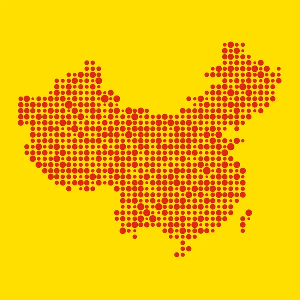 Chiny Sylwetka Pixelated Wzór Mapa Ilustracja — Wektor stockowy