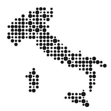 İtalya Silüeti Resmedilmiş Desenli Harita Çizimi