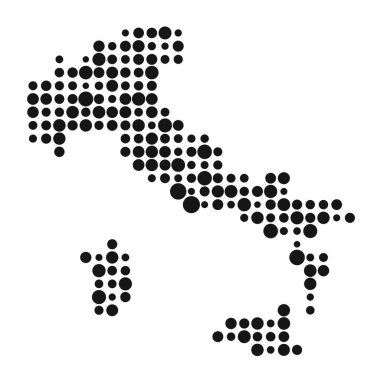 İtalya Silüeti Resmedilmiş Desenli Harita Çizimi