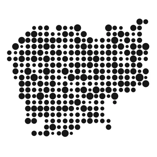 Cambodja Silhouet Pixelated Patroon Kaart Illustratie — Stockvector