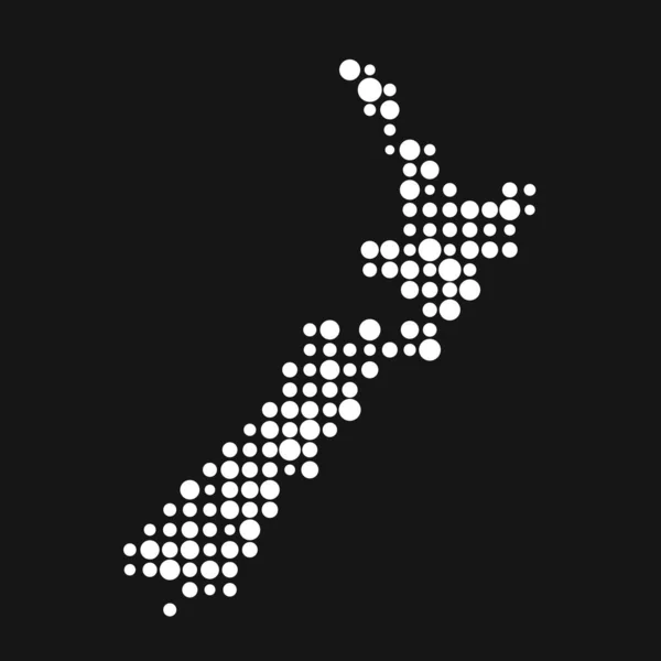 Nuova Zelanda Silhouette Pixelated Modello Mappa Illustrazione — Vettoriale Stock