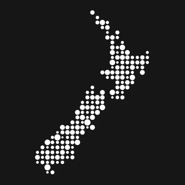 Nieuw Zeeland Silhouet Pixelated Patroon Kaart Illustratie — Stockvector