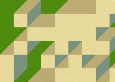 Edward Zajecs 2. Cubo 'nun 1971' deki uygulaması. Esasen 8 taştan oluşan bir Truchet fayans seti ve yerleştirme sanatı illüstrasyonu için kurallar.