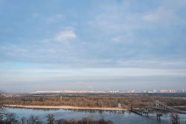 Kyiv Ukraine January 2023 Classic Panoramic View Kyiv Dniper River — Stock Photo, Image