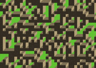 Edward Zajecs 2. Cubo 'nun 1971' deki uygulaması. Esasen 8 taştan oluşan bir Truchet fayans seti ve yerleştirme sanatı illüstrasyonu için kurallar.