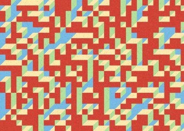 Edward Zajecs 2. Cubo 'nun 1971' deki uygulaması. Esasen 8 taştan oluşan bir Truchet fayans seti ve yerleştirme sanatı illüstrasyonu için kurallar.