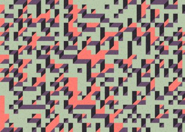 Edward Zajecs 2. Cubo 'nun 1971' deki uygulaması. Esasen 8 taştan oluşan bir Truchet fayans seti ve yerleştirme sanatı illüstrasyonu için kurallar.