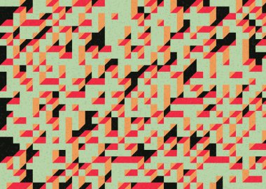 Edward Zajecs 2. Cubo 'nun 1971' deki uygulaması. Esasen 8 taştan oluşan bir Truchet fayans seti ve yerleştirme sanatı illüstrasyonu için kurallar.