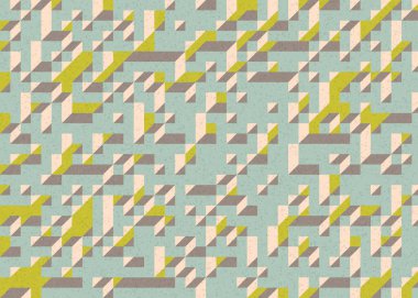 Edward Zajecs 2. Cubo 'nun 1971' deki uygulaması. Esasen 8 taştan oluşan bir Truchet fayans seti ve yerleştirme sanatı illüstrasyonu için kurallar.