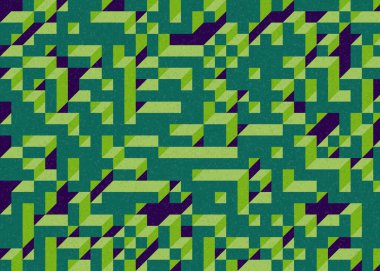 Edward Zajecs 2. Cubo 'nun 1971' deki uygulaması. Esasen 8 taştan oluşan bir Truchet fayans seti ve yerleştirme sanatı illüstrasyonu için kurallar 