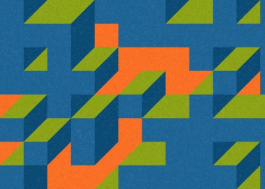 Edward Zajecs 2. Cubo 'nun 1971' deki uygulaması. Esasen 8 taştan oluşan bir Truchet fayans seti ve yerleştirme sanatı illüstrasyonu için kurallar 