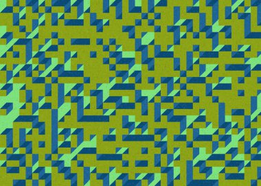 Edward Zajecs 2. Cubo 'nun 1971' deki uygulaması. Esasen 8 taştan oluşan bir Truchet fayans seti ve yerleştirme sanatı illüstrasyonu için kurallar 