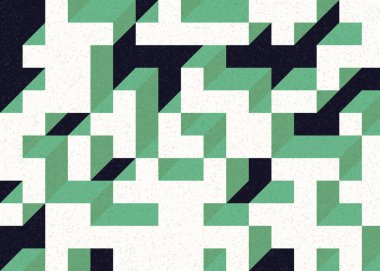 Edward Zajecs 2. Cubo 'nun 1971' deki uygulaması. Esasen 8 taştan oluşan bir Truchet fayans seti ve yerleştirme sanatı illüstrasyonu için kurallar 