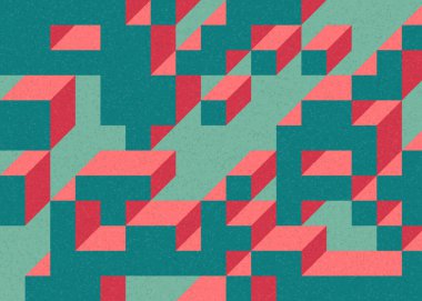 Edward Zajecs 2. Cubo 'nun 1971' deki uygulaması. Esasen 8 taştan oluşan bir Truchet fayans seti ve yerleştirme sanatı illüstrasyonu için kurallar 